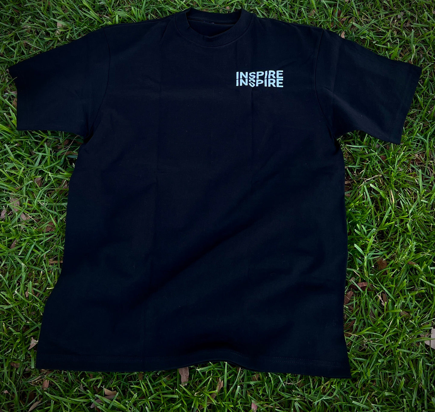 “INSPIRE” OVERSIZED BLACK CREW NECK TEE