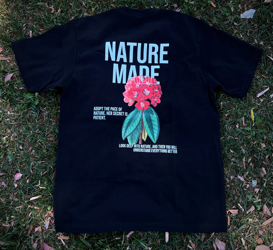 "NATURE MADE” OVERSIZED BLACK TEE