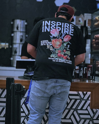 “INSPIRE” OVERSIZED BLACK CREW NECK TEE