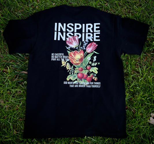 “INSPIRE” OVERSIZED BLACK CREW NECK TEE