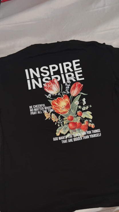 “INSPIRE” OVERSIZED BLACK CREW NECK TEE